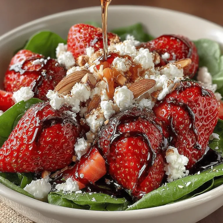 The Strawberry Spinach Salad Delight is a vibrant and refreshing dish that perfectly embodies the essence of spring and summer. Bursting with the sweet juiciness of ripe strawberries and the wholesome crunch of fresh spinach, this salad offers a delightful combination of textures and flavors. It's not just a meal; it's an experience that invites you to savor nature's bounty in every bite. With its colorful presentation and invigorating taste, this salad has quickly become a favorite among health enthusiasts and food lovers alike.