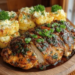 Garlic Herb Chicken & Cheddar Potato Bites is a delightful dish that perfectly balances succulent chicken with the creamy, cheesy goodness of potato bites. This recipe is an excellent example of how simple ingredients can come together to create a meal that feels both comforting and elegant. The tender chicken, infused with aromatic garlic and fresh herbs, pairs beautifully with crispy potato bites that are bursting with cheddar flavor. This dish is versatile, making it suitable for everything from casual weeknight dinners to more formal gatherings with friends and family.