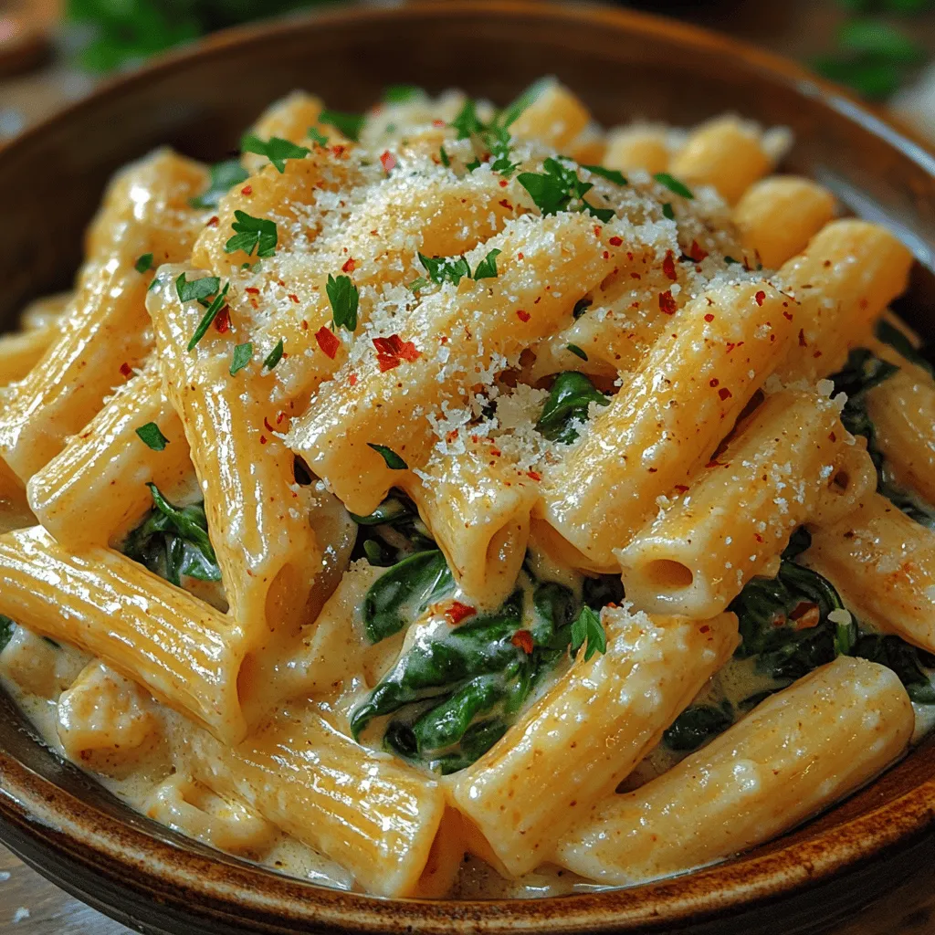 To create the perfect Creamy Garlic Spinach Penne, you'll need a handful of key ingredients. Here's a closer look at each one and how they contribute to the overall dish: