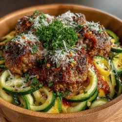 There’s something uniquely comforting about a plate of spaghetti and meatballs. It evokes memories of family dinners, laughter around the table, and the warm embrace of home-cooked goodness. However, as many of us embark on a journey toward healthier eating, the challenge often lies in maintaining those nostalgic flavors while making lighter choices. This is where the Savory Turkey Meatball Zoodle Delight comes into play—a delicious twist on a classic that swaps out traditional pasta for fresh zucchini noodles. Not only is this dish packed with flavor, but it also serves as an excellent way to incorporate more vegetables into your diet without sacrificing taste.