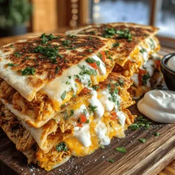 When it comes to quick, satisfying meals, few dishes can rival the quesadilla. The Crispy Chicken Pesto Quesadilla Wedges take this beloved classic to a new level by combining the savory goodness of cooked chicken and the aromatic richness of basil pesto. This delightful fusion of flavors and textures offers a comforting yet gourmet experience, making it an irresistible option for both casual family dinners and entertaining guests.