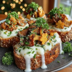 Golden Roasted Mushroom Alfredo Toasts offer a delightful combination of gourmet flavors wrapped in a simple yet elegant presentation, making them an ideal choice for a variety of occasions. Whether served as an appetizer at a dinner party or enjoyed as a comforting main dish during a cozy family gathering, these toasts are sure to impress. The rich, creamy texture of the Alfredo sauce paired with the earthy goodness of roasted mushrooms creates a dish that is both indulgent and satisfying.