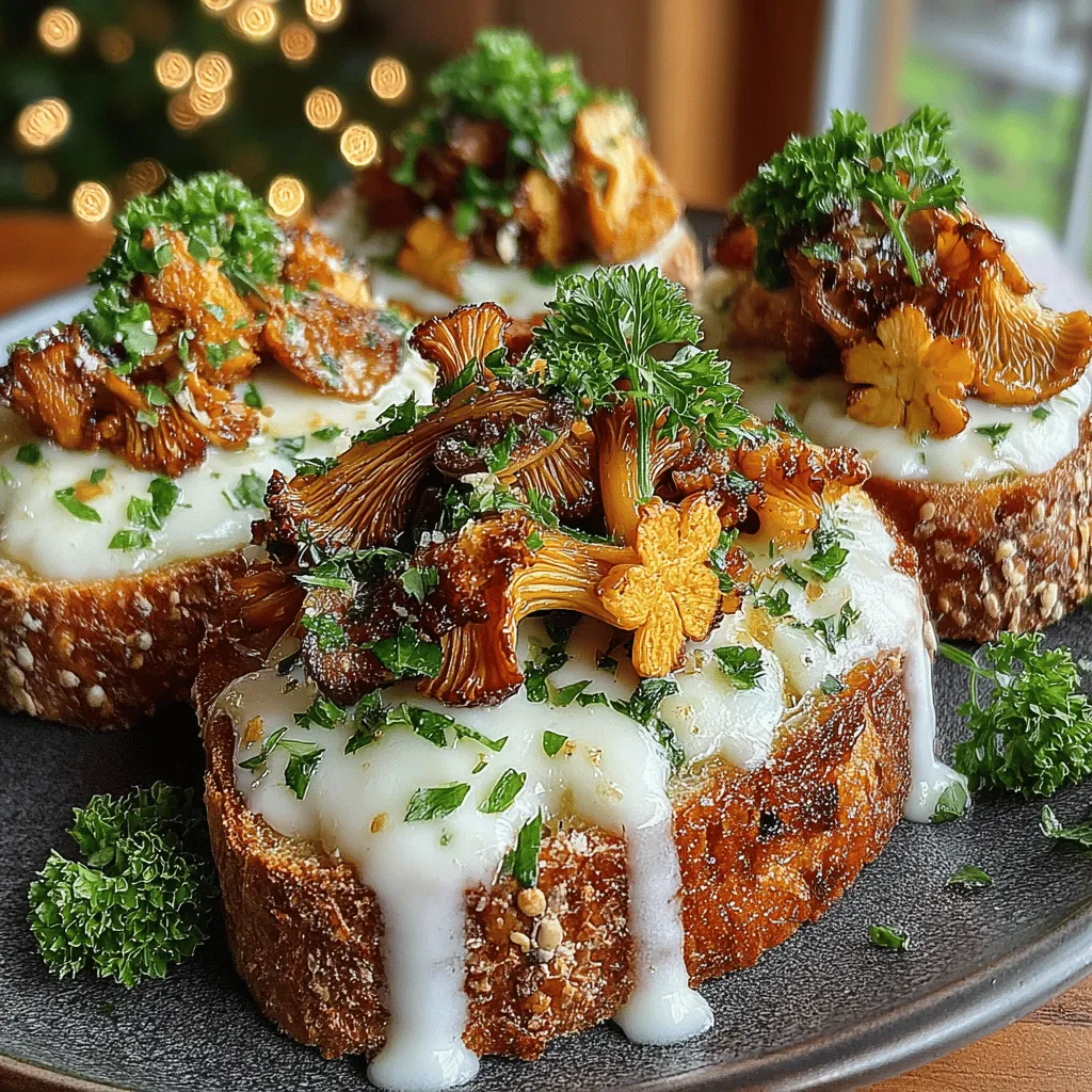 Golden Roasted Mushroom Alfredo Toasts offer a delightful combination of gourmet flavors wrapped in a simple yet elegant presentation, making them an ideal choice for a variety of occasions. Whether served as an appetizer at a dinner party or enjoyed as a comforting main dish during a cozy family gathering, these toasts are sure to impress. The rich, creamy texture of the Alfredo sauce paired with the earthy goodness of roasted mushrooms creates a dish that is both indulgent and satisfying.
