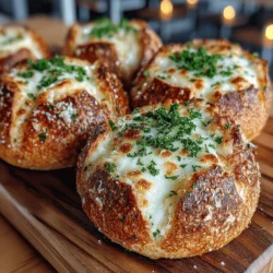 In the realm of comfort food, few dishes can rival the irresistible allure of Cheesy Mini Mozzarella Garlic Bread Bowls. This recipe strikes the perfect balance between rich, gooey cheese and the aromatic punch of garlic, all encased in a delightful, bite-sized bread bowl. The appeal of these mini creations lies not only in their taste but also in their fun, shareable format, making them a hit at gatherings, parties, or even as a cozy snack at home.
