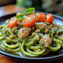 In recent years, the culinary world has witnessed a growing trend towards healthier eating, with a particular emphasis on incorporating more vegetables into our diets. One delightful way to achieve this is through the use of zucchini noodles, affectionately known as "zoodles." Our recipe for Zesty Zucchini Noodles with Chicken & Pesto perfectly encapsulates this trend, blending the vibrant freshness of zucchini with the heartiness of chicken and the rich, aromatic flavors of homemade pesto. This dish is not only a feast for the senses but also an excellent option for those seeking a light dinner or a satisfying lunch without compromising on flavor.