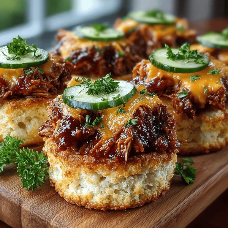 Indulging in a delicious snack or meal is a universal pleasure, and nothing satisfies quite like Mini BBQ Chicken Biscuit Sliders. These delightful bites pack a punch of flavor and are perfect for any occasion, from game day gatherings to cozy family dinners. The simplicity of the recipe combined with its rich taste makes it a go-to choice for anyone looking to please a crowd. With tender shredded chicken coated in zesty BBQ sauce, nestled between fluffy biscuit layers, these sliders are not only easy to make but also a hit with both kids and adults alike.