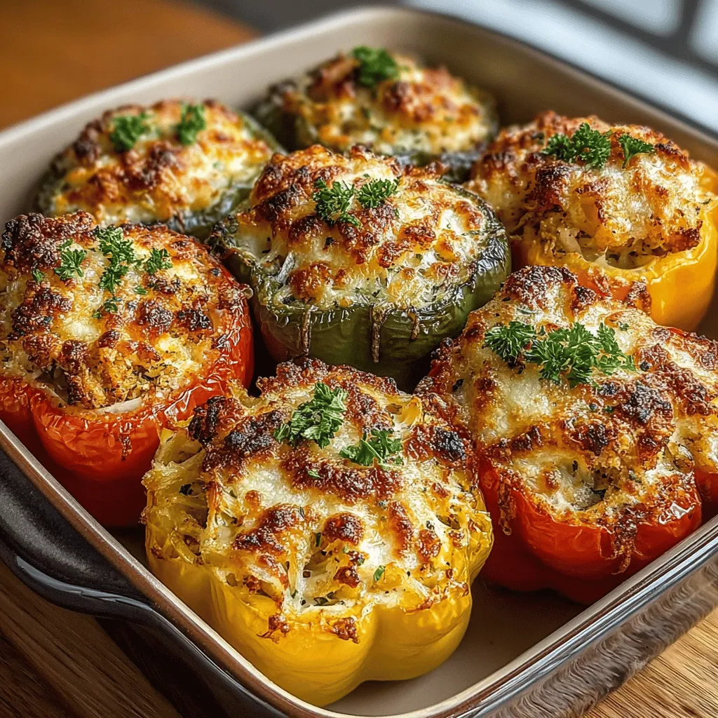 Mini Chicken Alfredo Stuffed Peppers are not just about taste; they are also about presentation and portion control. The use of mini bell peppers allows for bite-sized servings that are perfect for sharing or enjoying as a light meal. Their vibrant colors—ranging from sunny yellow to deep red—add an attractive element to the dish, making it a feast for the eyes as well as the palate.