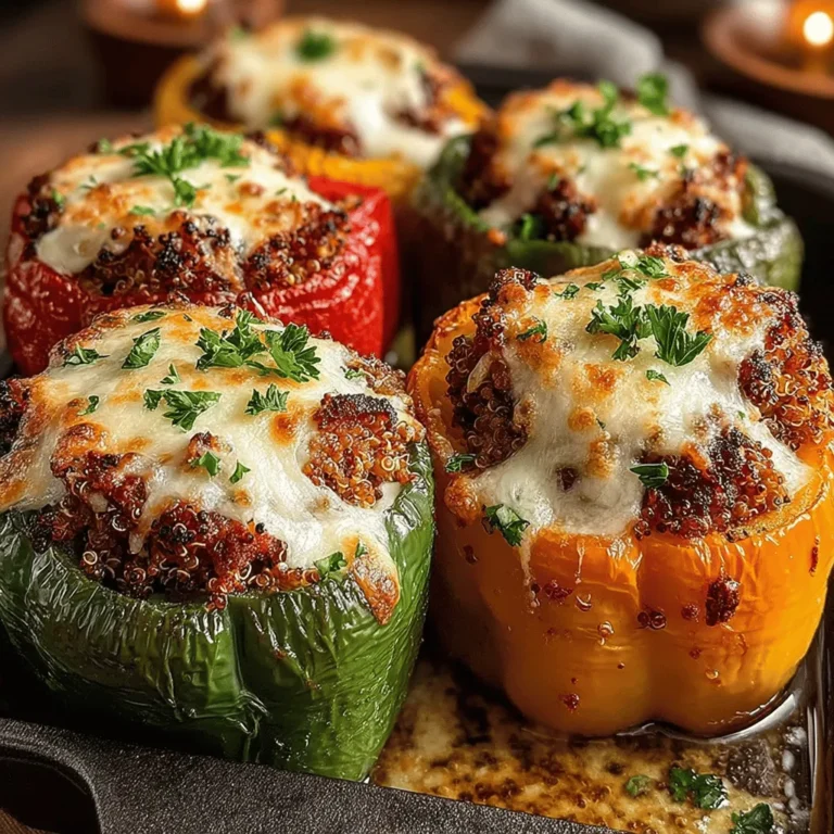 Stuffed bell peppers are a culinary classic that has transcended generations, celebrated for their versatility and ability to be customized to fit a variety of dietary preferences. This dish marries vibrant colors with hearty textures, making it not only a feast for the palate but also a visual delight. Typically, bell peppers serve as edible vessels, filled with a savory mixture that can include a range of ingredients. In this recipe, we elevate the traditional stuffed bell pepper by incorporating ground turkey, a lean and healthy protein alternative that is perfect for those looking to enjoy a nutritious meal without compromising on flavor.